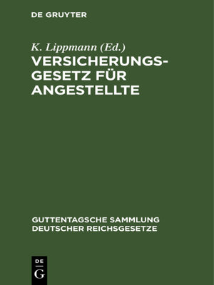 cover image of Versicherungsgesetz für Angestellte